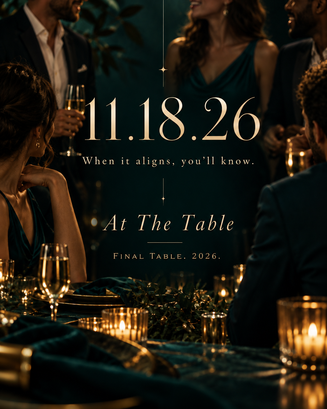 Champagne glasses and elegant table setting at an At The Table event